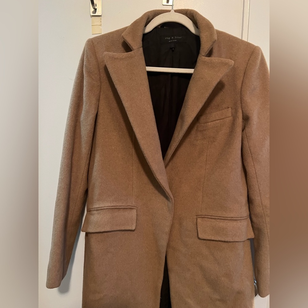 rag & bone Camel Wool-Blend Tailored Coat